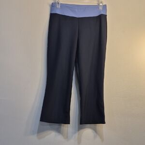 Nike Black Cropped Yoga Pants with Light Blue Waistband
